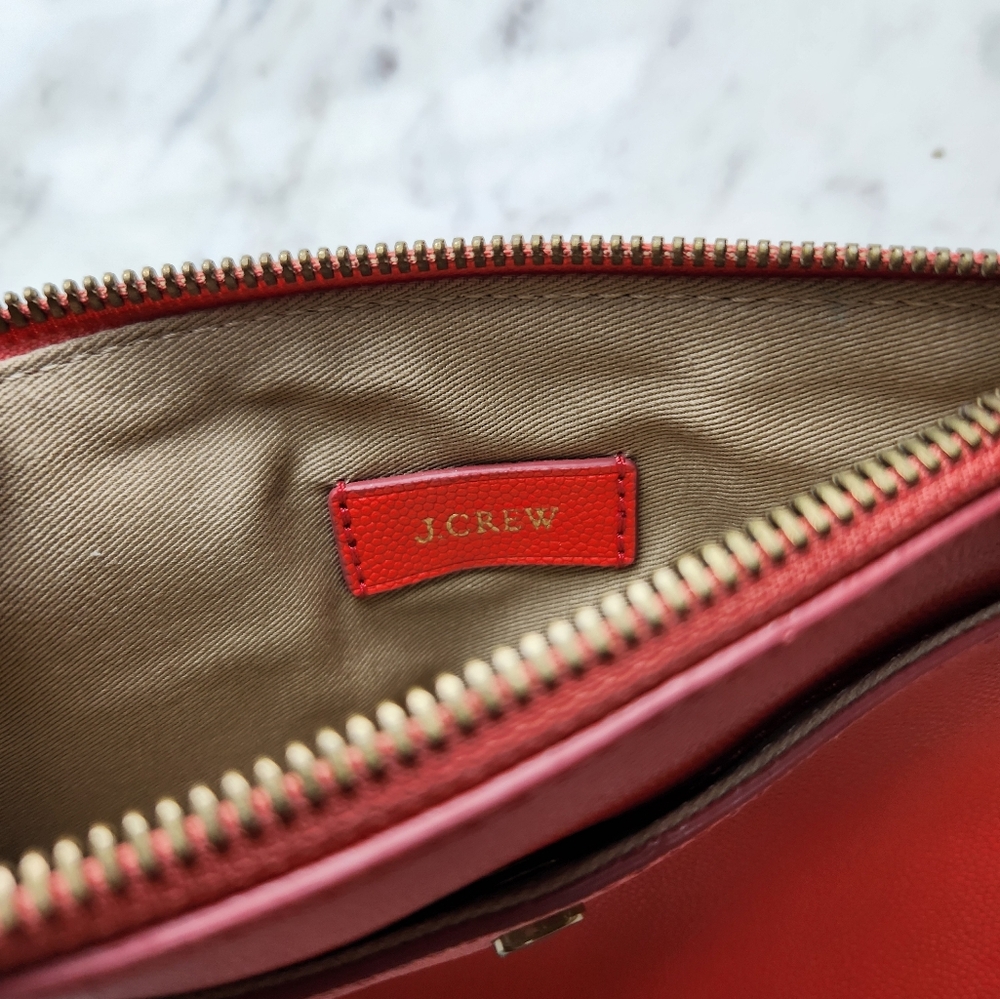 JCrew Italian Leather Pouch With Tassel- Coral - Picture 4 of 7